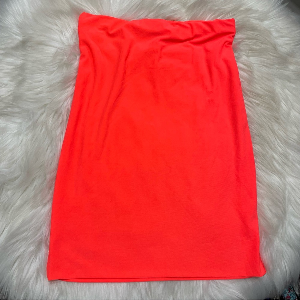 #0211 AKIRA Fluorescent Orange  Knee-Length Pencil Skirt for Night Out